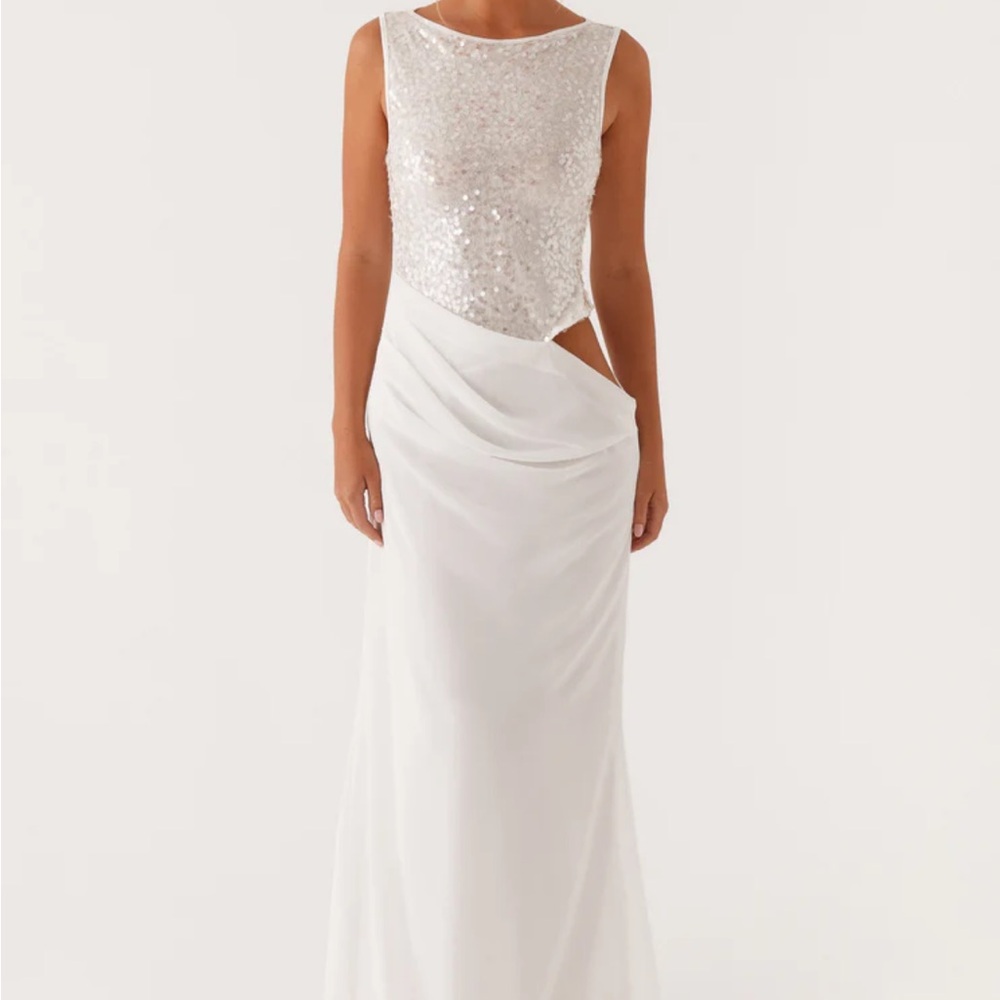 Peppermayo White Sequin Maxi Dress